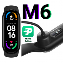 Цветной смарт фитнес - браслет M6 Smart Band 6 пульсометр пульсоксиметр + магнитная зарядка IP65