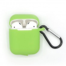 Чехол силиконовый для наушников Аpple AirPods c карабином накладка Luxx Universal Silicone Case Green