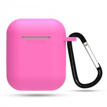 Чехол силиконовый для наушников Аpple AirPods c карабином накладка Luxx Universal Silicone Case Pink