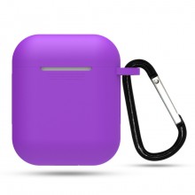 Чехол силиконовый для наушников Аpple AirPods c карабином накладка Luxx Universal Silicone Case Purple