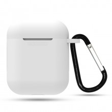 Чехол силиконовый для наушников Аpple AirPods c карабином накладка Luxx Universal Silicone Case White