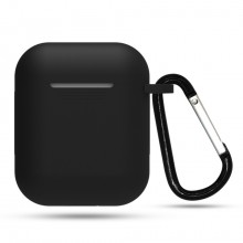 Чехол силиконовый для наушников Аpple AirPods c карабином накладка Luxx Silicone Case Black 