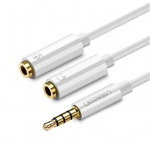 Сплиттер Ugreen переходник-разветвитель 3.5mm AM to 3.5mm 2 AF ABS White (AV141)
