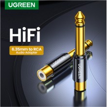 Аудио переходник 6.35 mm штекер to RCA разъём Ugreen AV169 HiFi 6.35 аудио адаптер Gold Аудио переходник 6.35 mm штекер to RCA разъём Ugreen AV169 HiFi 6.35 аудио адаптер Gold