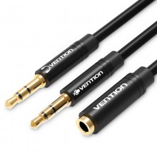 Сплиттер Vention переходник-разветвитель 3.5мм с микрофоном 0.3M Metal Black (BBUBY)