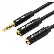 Сплиттер Vention переходник-разветвитель 3.5мм to 2*3.5мм 0.3M Metal Black (BBWBY)