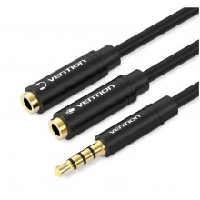 Сплиттер Vention переходник-разветвитель 3.5мм с микрофоном 0.3M Metal Black (BBVBY)