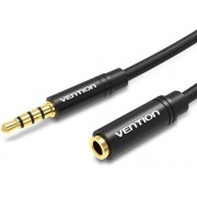 AUX аудио кабель удлинитель Vention 4 pin Audio 3.5 мм Metal Type 2 м Black (BHBBH)