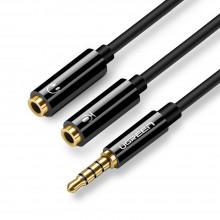 Сплиттер Ugreen переходник-разветвитель 3.5mm AM to 3.5mm 2 AF Black (AV141)