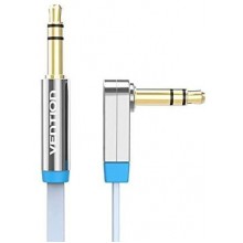 AUX аудио кабель 3.5мм с угловым коннектором плоский Vention 3 м Blue/Grey (VAB-B03-S300)