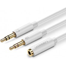 Сплиттер Ugreen переходник-разветвитель 3.5mm 2 AM to 3.5mm AF White (AV140)