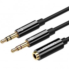 Сплиттер Ugreen переходник-разветвитель 3.5mm 2 AM to 3.5mm AF ABS Black (AV140)