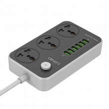 Сетевой фильтр-удлинитель LDNIO с защитой 3 розетки 6 USB 2 м Black/White (SC3604) Сетевой фильтр-удлинитель LDNIO с защитой 3 розетки 6 USB 2 м Black/White (SC3604)