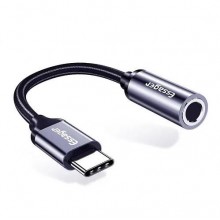 Адаптер переходник Essager Type-C-3.5мм Aux для наушников Jack AUX Headphone Adapter Cable DAC чип Black (B2)