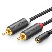 Переходник-разветвитель 3.5mm F / 2RCA M Ugreen 25CM (AV102) Переходник-разветвитель 3.5mm F / 2RCA M Ugreen 25CM (AV102)
