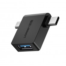 Адаптер Ugreen 2 в 1 Micro USB / Type-C to USB 3.0 OTG Black (30453)