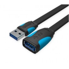 USB кабель удлинитель Vention USB 3.0 плоский 1 м Black (VAS-A13-B100)