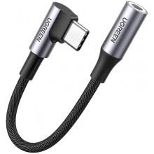 Переходник адаптер UGREEN угловой Type-C to 3.5 mm Aux для наушников 10 см Grey (AV167) Переходник адаптер UGREEN угловой Type-C to 3.5 mm Aux для наушников 10 см Grey (AV167)
