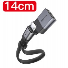 Адаптер-переходник Baseus USB-A to Micro-USB OTG support USB 2.0 с проводом 0.14 м Black (CATJQ-C0G)