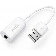 USB-адаптер для внешней звуковой карты Ugreen USB 2.0 to Jack 3.5mm White (US206)