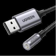 USB-адаптер для звуковой карты Ugreen USB to Jack 3.5mm Grey (CM477)