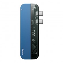 USB-хаб Baseus Transparent Series Dual Type-C Multifunctional HUB Adapter Blue (CAHUB-TS03)