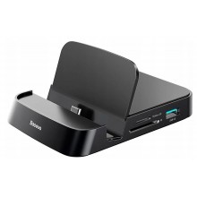 Док-станция Baseus Mate Docking HUB Docking Station 7 в 1 Phone Holder Black (CAHUB-AT01)