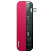 USB-хаб Baseus Transparent Series Type-C Multifunctional HUB Adapter Red (CAHUB-TD09)