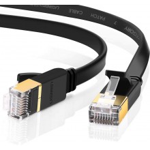 Патч корд Ugreen сетевой кабель 10 Гбит\с Ethernet RJ45 Cat 7 плоский 8М Black (NW107)