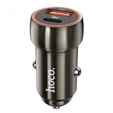 Автомобильное зарядное устройство в прикуриватель HOCO USB-A /Type-C 5V PD20W + QC3.0 Metal Gray (Z46А)