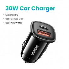 Автомобильное зарядное устройство для телефона Ugreen 30w USB-C USB-A PD 3.0 QC 3.0 AFC FCP Black (CD332) Автомобильное зарядное устройство для телефона Ugreen 30w USB-C USB-A PD 3.0 QC 3.0 AFC FCP Black (CD332)