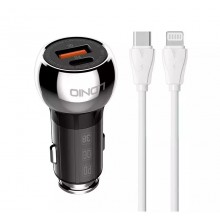 Автомобильное зарядное устройство LDNIO C1 USB, USB-C (36 W) PD QC3.0 Black + кабель USB-C - Lightning (C1)