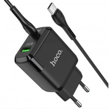 Сетевое зарядное устройство HOCO Favor dual port PD20W 3 A QC3.0 + кабель Type-C Black (N5) Сетевое зарядное устройство HOCO Favor dual port PD20W 3 A QC3.0 + кабель Type-C Black (N5)