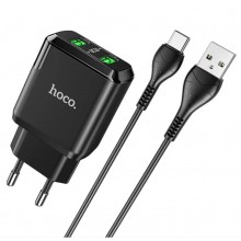 Сетевое зарядное устройство HOCO Charmer 18W 3A QC3.0 2USB + кабель Type-C Black (N6) Сетевое зарядное устройство HOCO Charmer 18W 3A QC3.0 2USB + кабель Type-C Black (N6)