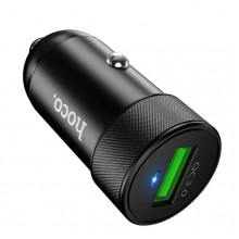 Автомобильное зарядное устройство в прикуриватель HOCO USB 3A QC3.0 с LED индикатором Black (Z32)