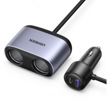 Автомобильное зарядное устройство Ugreen USB / USB Type C с разветвителем Grey (CD252)