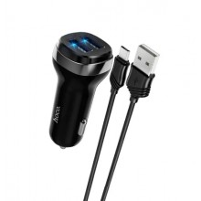 Автомобильное зарядное устройство в прикуриватель HOCO Superior 2USB 2.4A 5V + кабель microUSB Black (Z40)