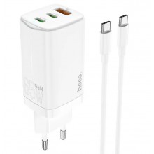 Сетевое зарядное устройство Hoco Scenery 65W 1 USB порт и 2 Type-C + кабель Type-C на Type-C 1м White (N16) Сетевое зарядное устройство Hoco Scenery 65W 1 USB порт и 2 Type-C + кабель Type-C на Type-C 1м White (N16)