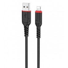 Кабель для зарядки и синхронизации HOCO USB Lightning 2.4 A в тканевой оплетке 1m Black (X59)