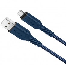 Кабель для зарядки и синхронизации HOCO USB Micro 2.4A в нейлоновой оплётке 1m Blue (X59)