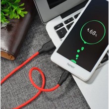 Кабель HOCO microUSB USB 2A 1m Black-Red (X21)