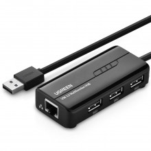 Сетевой адаптер Ugreen usb hub USB 2.0 - 3хUSB 2.0 + RJ45 Ethernet 100Mbps Black (20264) Сетевой адаптер Ugreen usb hub USB 2.0 - 3хUSB 2.0 + RJ45 Ethernet 100Mbps Black (20264)