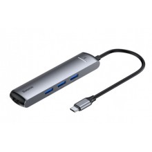 USB-хаб Baseus Mechanical Eye 6 в 1 Type-C to USB3.0*3 + HDMI + RJ45 + Type-C PD Ethernet Grey (CAHUB-J0G)