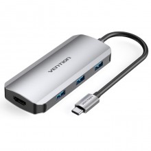 USB-хаб VENTION 6-in-1 USB-C to HDMI/USB-C/USB3.0x3/PD Grey (TOFHB) USB-хаб VENTION 6-in-1 USB-C to HDMI/USB-C/USB3.0x3/PD Grey (TOFHB)