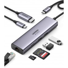 USB-хаб Ugreen USB type-c много портовый адаптер концентратор 7 в 1 алюминиевый 100 B Grey (CM512) USB-хаб Ugreen USB type-c много портовый адаптер концентратор 7 в 1 алюминиевый 100 B Grey (CM512)