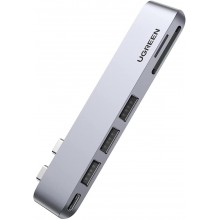 USB-концентратор UGREEN USB C хаб для MacBook MicroSD, USB тип C, SDXC, USB 3.0 Silver (CM251)