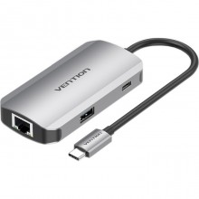 USB-хаб VENTION 5-in-1 USB-C to USB3.0x3/RJ45/PD Grey (TNFHB) USB-хаб VENTION 5-in-1 USB-C to USB3.0x3/RJ45/PD Grey (TNFHB)