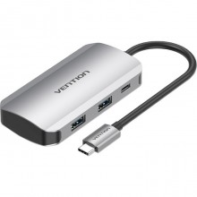 USB-хаб VENTION 5-in-1 USB-C to USB3.0x4/PD Grey (TNBHB) USB-хаб VENTION 5-in-1 USB-C to USB3.0x4/PD Grey (TNBHB)