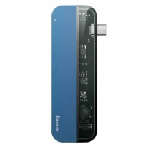 USB-хаб Baseus Transparent Series Type-C Multifunctional HUB Adapter Blue (CAHUB-TD03)