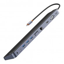 USB-хаб концентратор подставка Baseus EliteJoy Gen2 HUB 11in1 с кабелем USB Type C 0,25 м Gray (WKSX030013) USB-хаб концентратор подставка Baseus EliteJoy Gen2 HUB 11in1 с кабелем USB Type C 0,25 м Gray (WKSX030013)